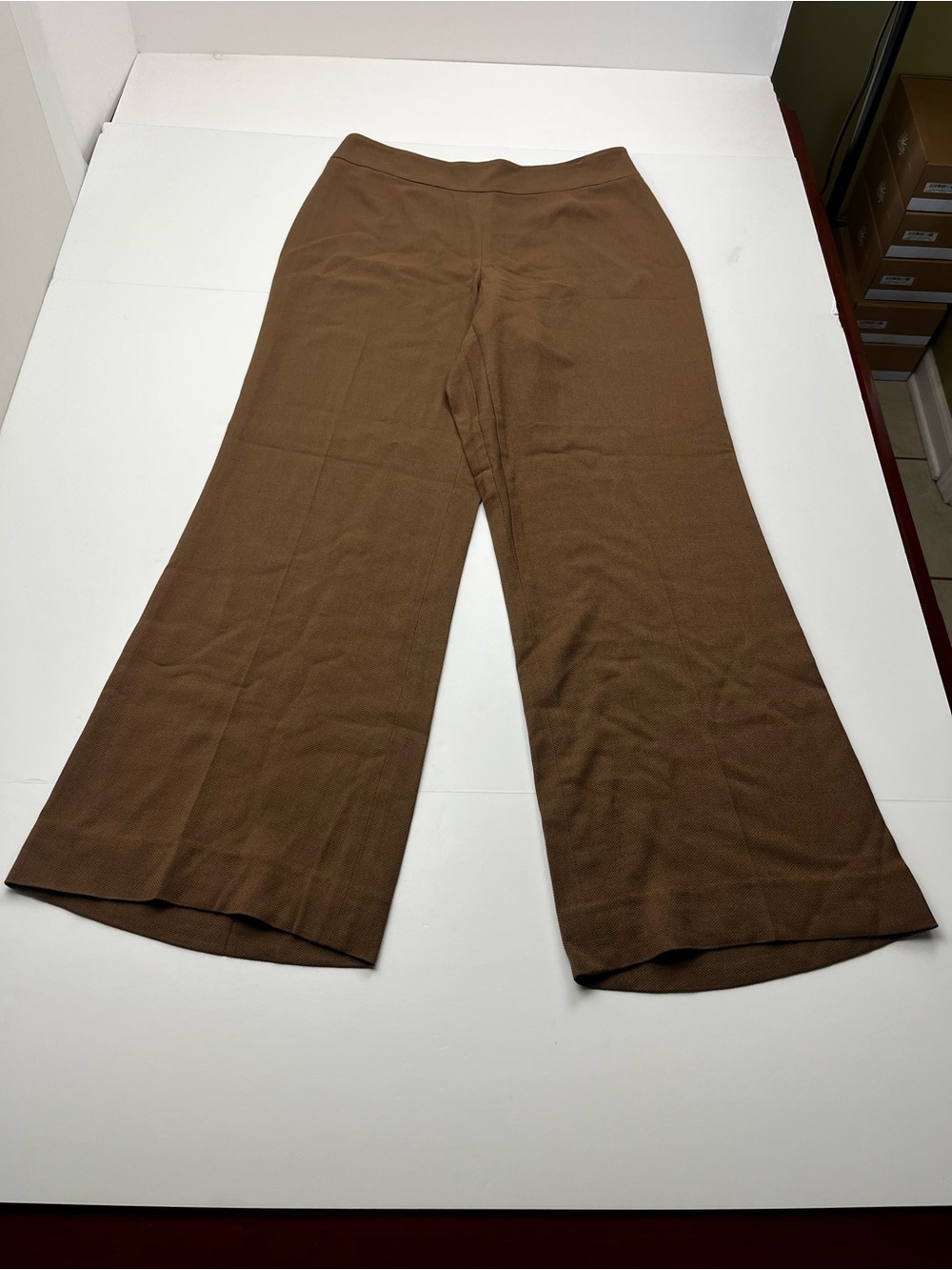 Lafayette 148 Women’s Size 12 Wide Leg Viscose Wool Blend Brown Pant Office Work